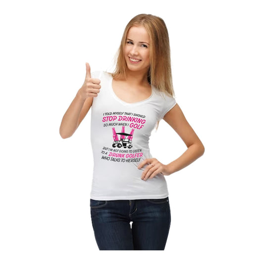 Drunk Golfer Ladies Golf Shirt - Front Design