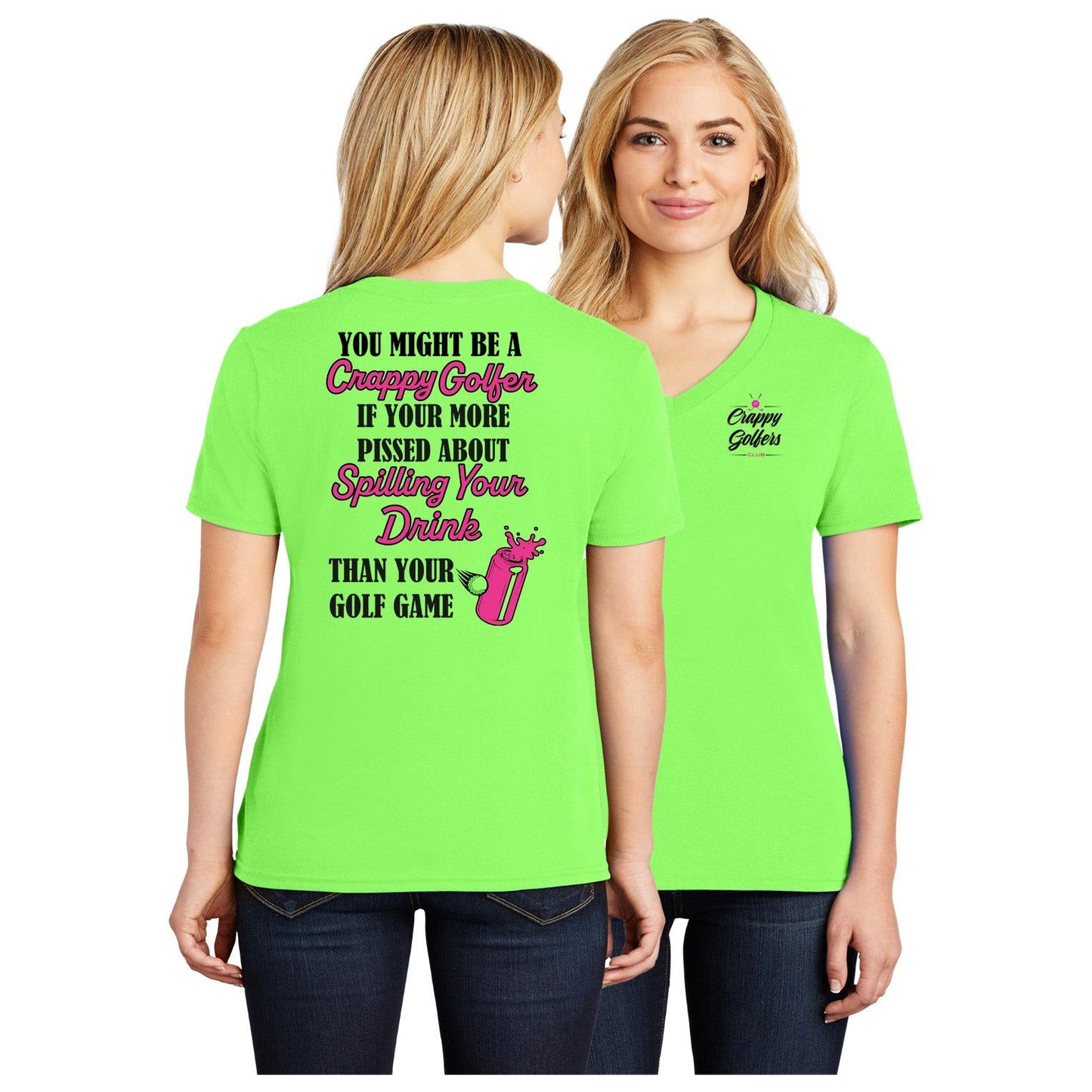 Ladies Golf Shirt - Spilling Drinks