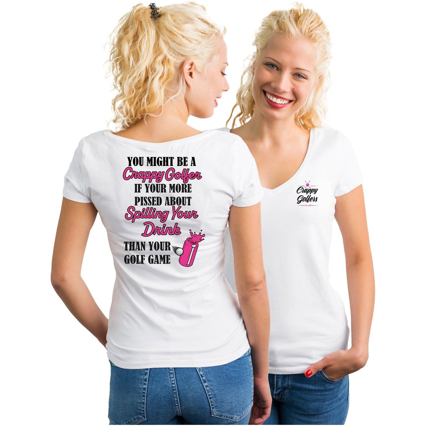 Ladies Golf Shirt - Spilling Drinks