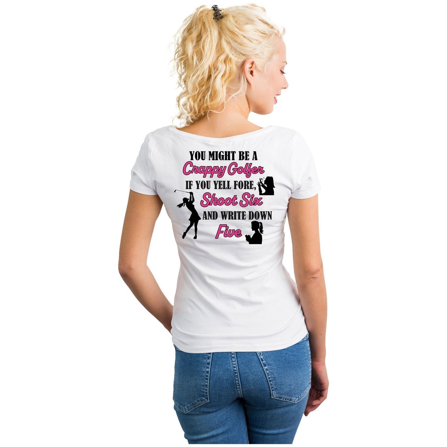 Ladies Golf Shirt - Yell Fore, Shoot Six, Write Down Five