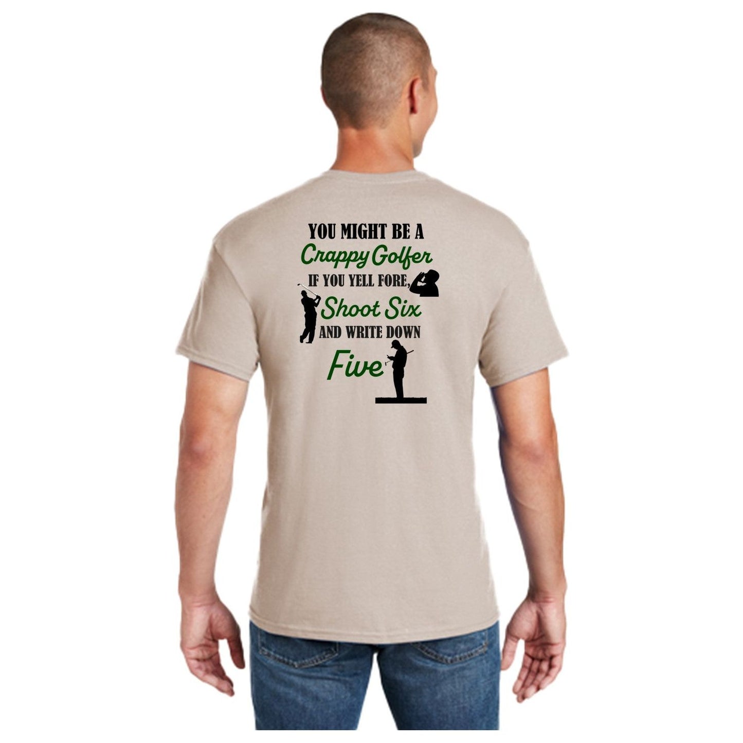 Yell Fore Shoot Six Write Down Five Mens Golf Shirt