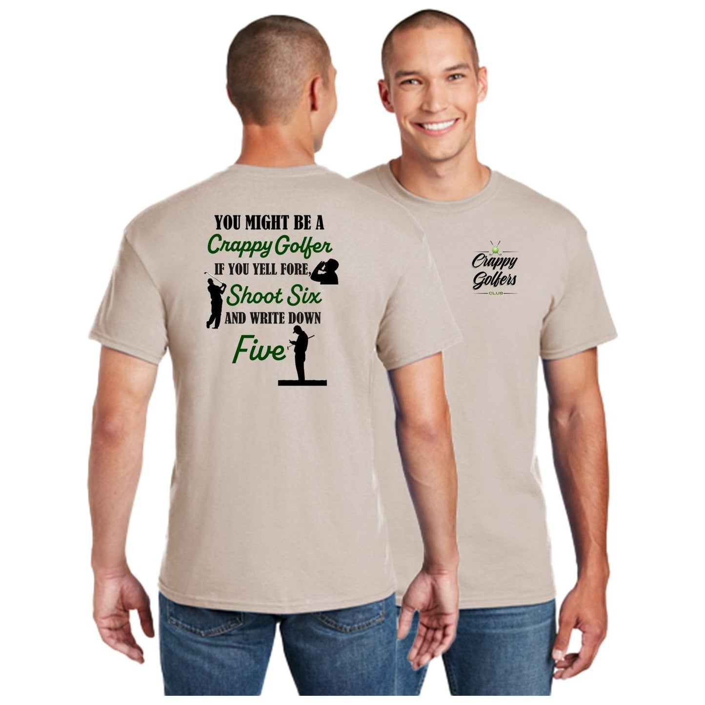 Yell Fore Shoot Six Write Down Five Mens Golf Shirt