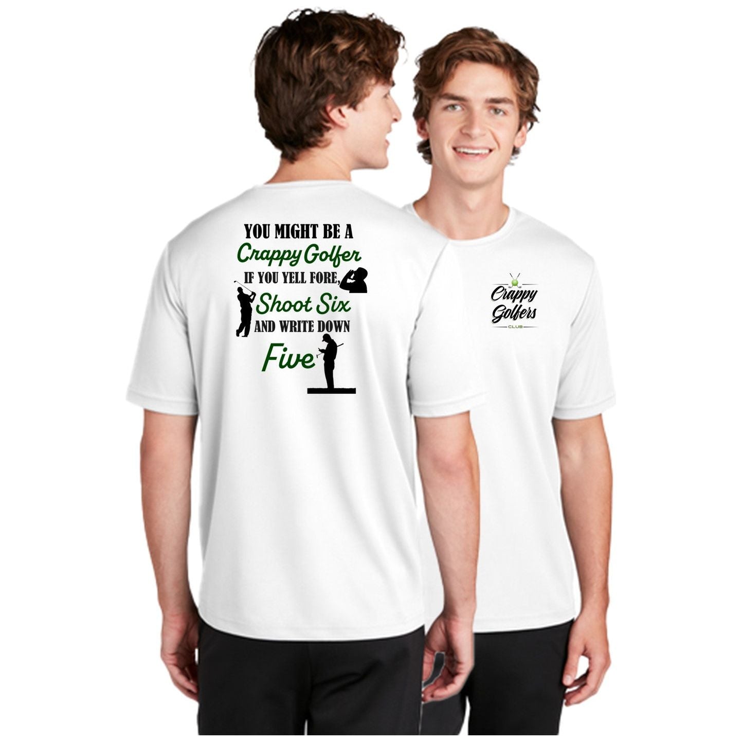 Yell Fore Shoot Six Write Down Five Mens Golf Shirt