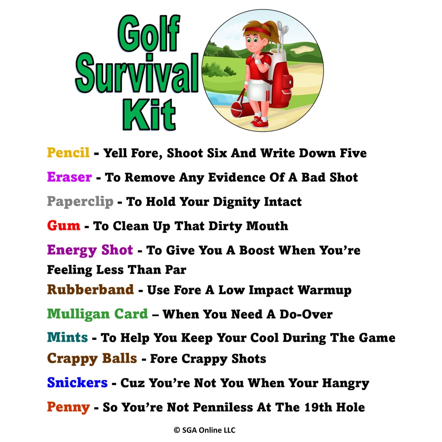 Funny Golf Survival Kit for Women