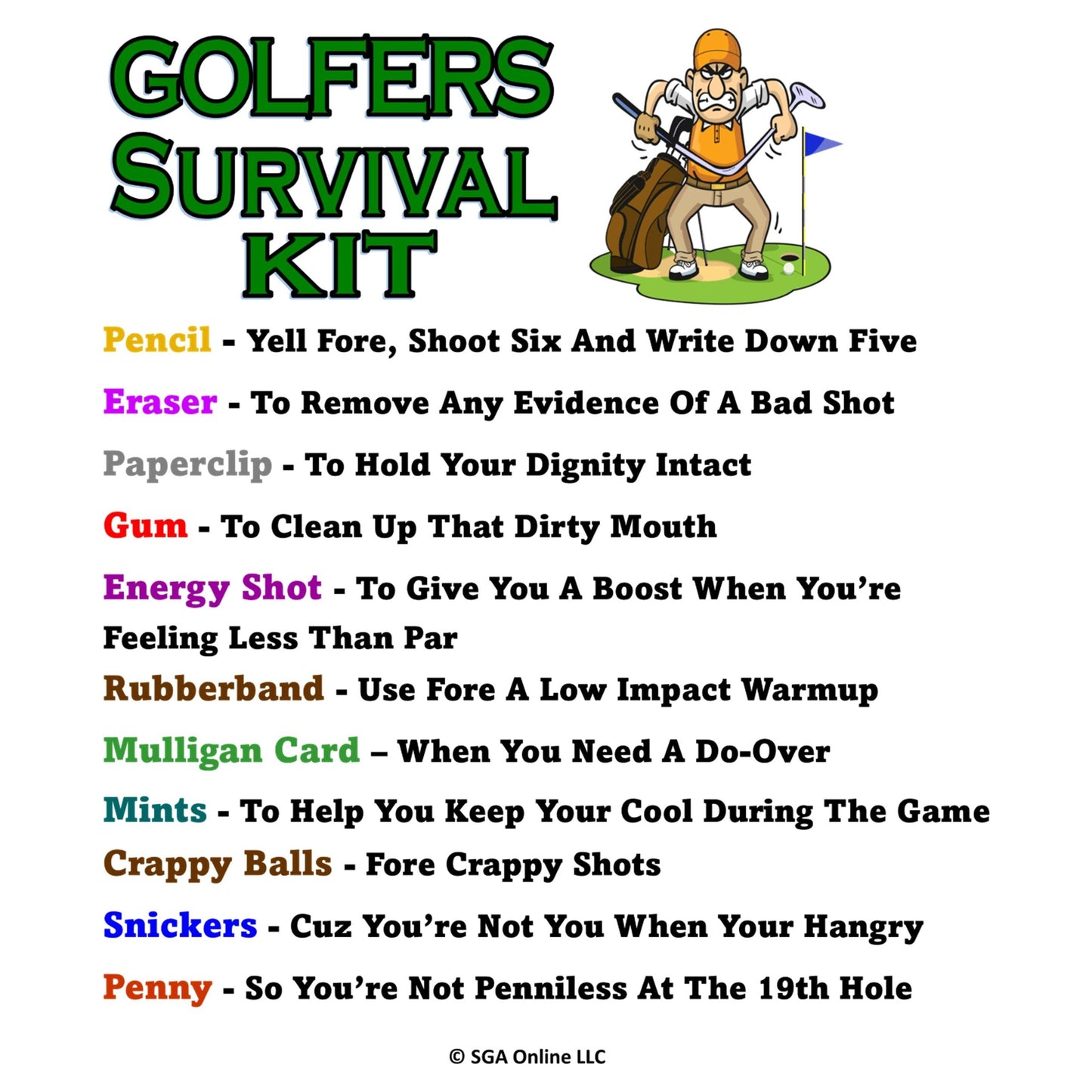 Funny Golf Survival Kit for Men - Perfect Gift for Golf Fanatics